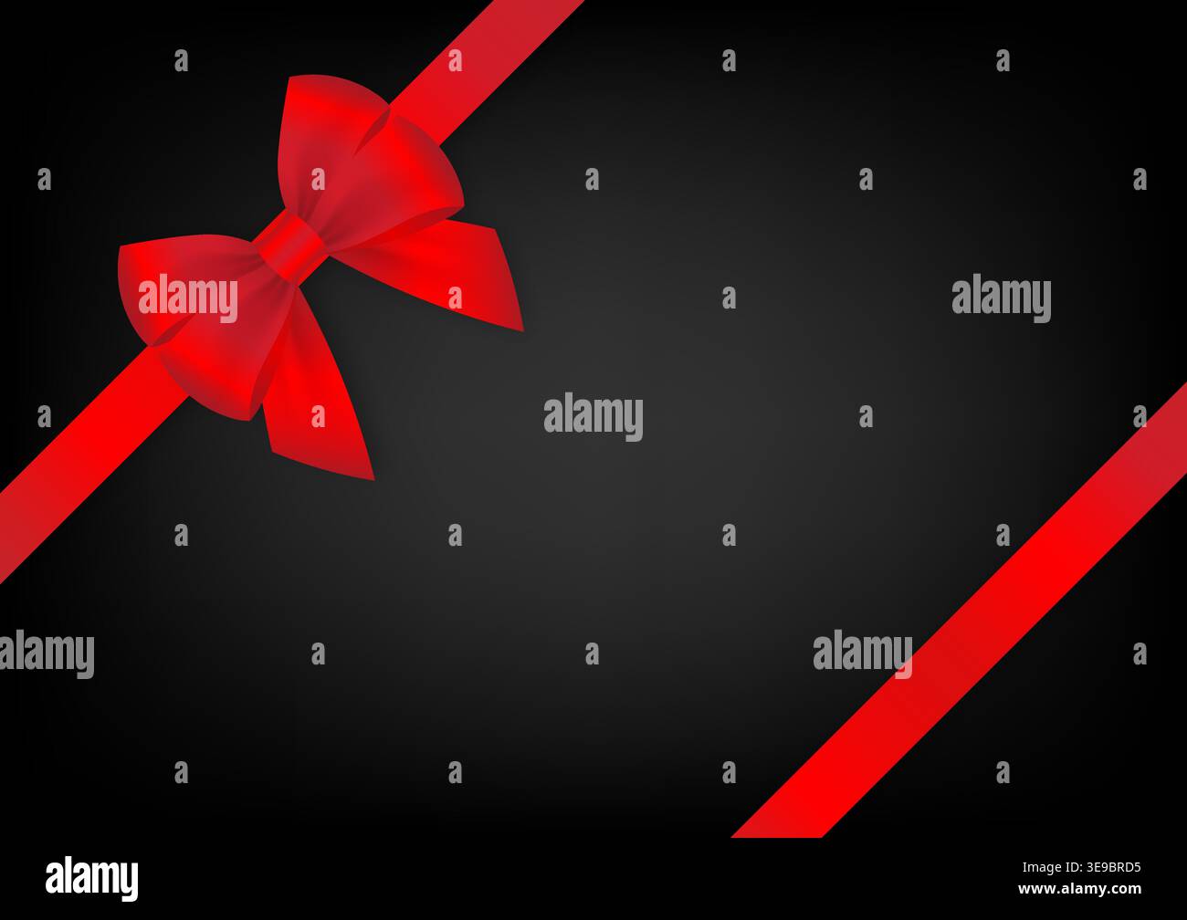 Red Ribbon Bow on Black Background. Vector Illustration. Stock Vector