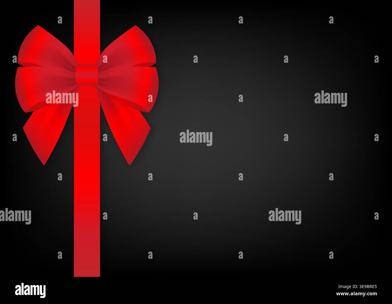 Red Ribbon Bow on Black Background. Vector Illustration. Stock Vector