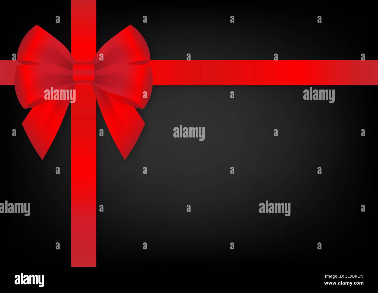 Red Ribbon Bow on Black Background. Vector Illustration. Stock Vector