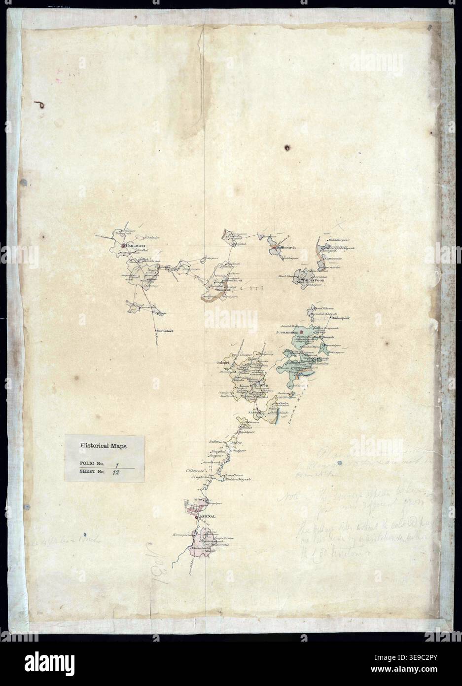 Geographical map of villages in Ambala Division, by William Brown ...