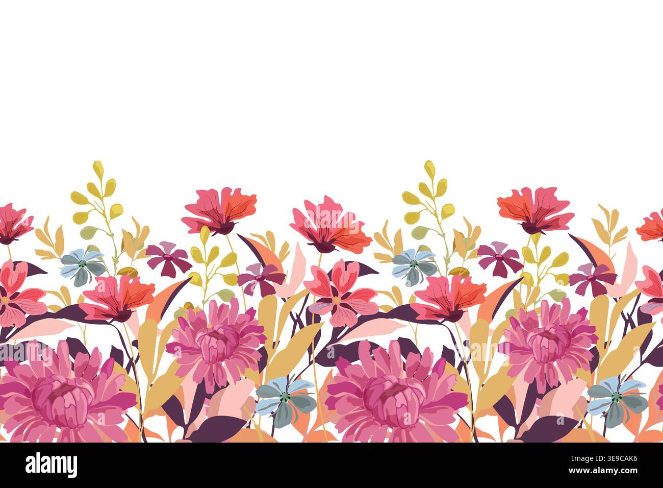 Vector floral seamless pattern, border Stock Vector