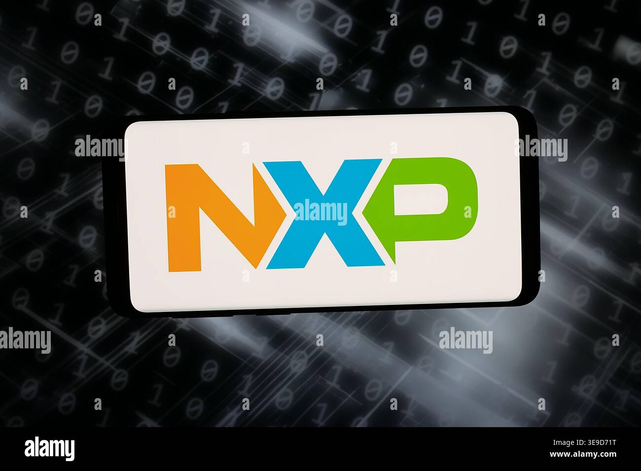 In this photo illustration, the logo of Dutch company NXP ...