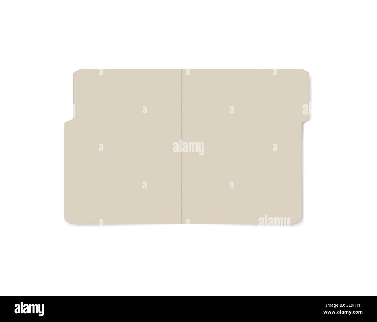Open tabbed file folder isolated on white background, realistic mockup. Letter size manila folder, vector template Stock Vector
