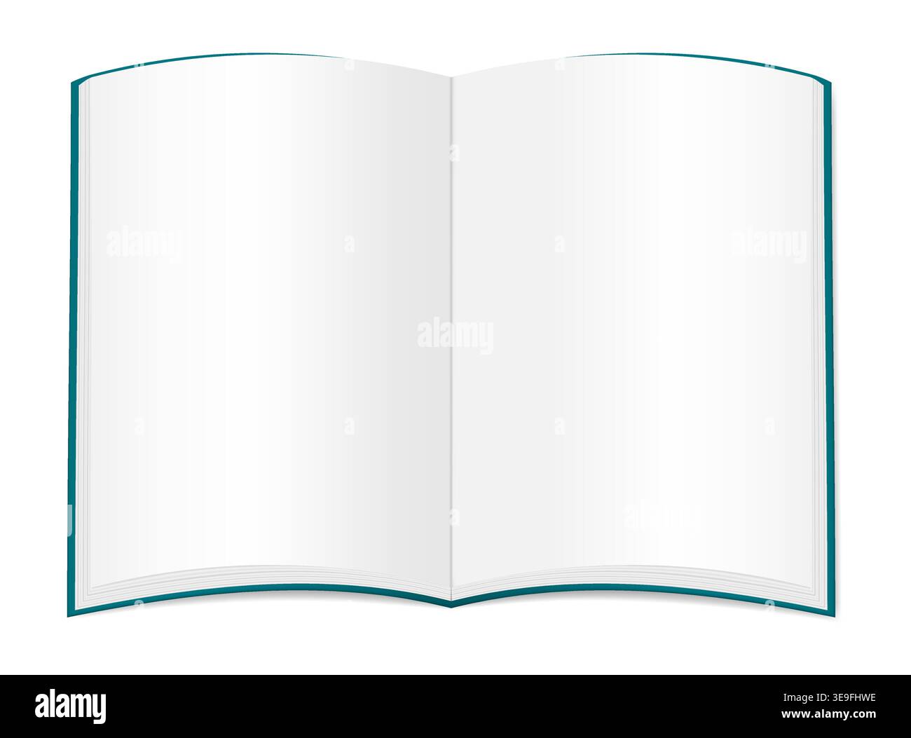 Open book, realistic vector mock-up. Blank white page journal or magazine, template. Empty brochure, booklet or catalog spread, mockup for design Stock Vector
