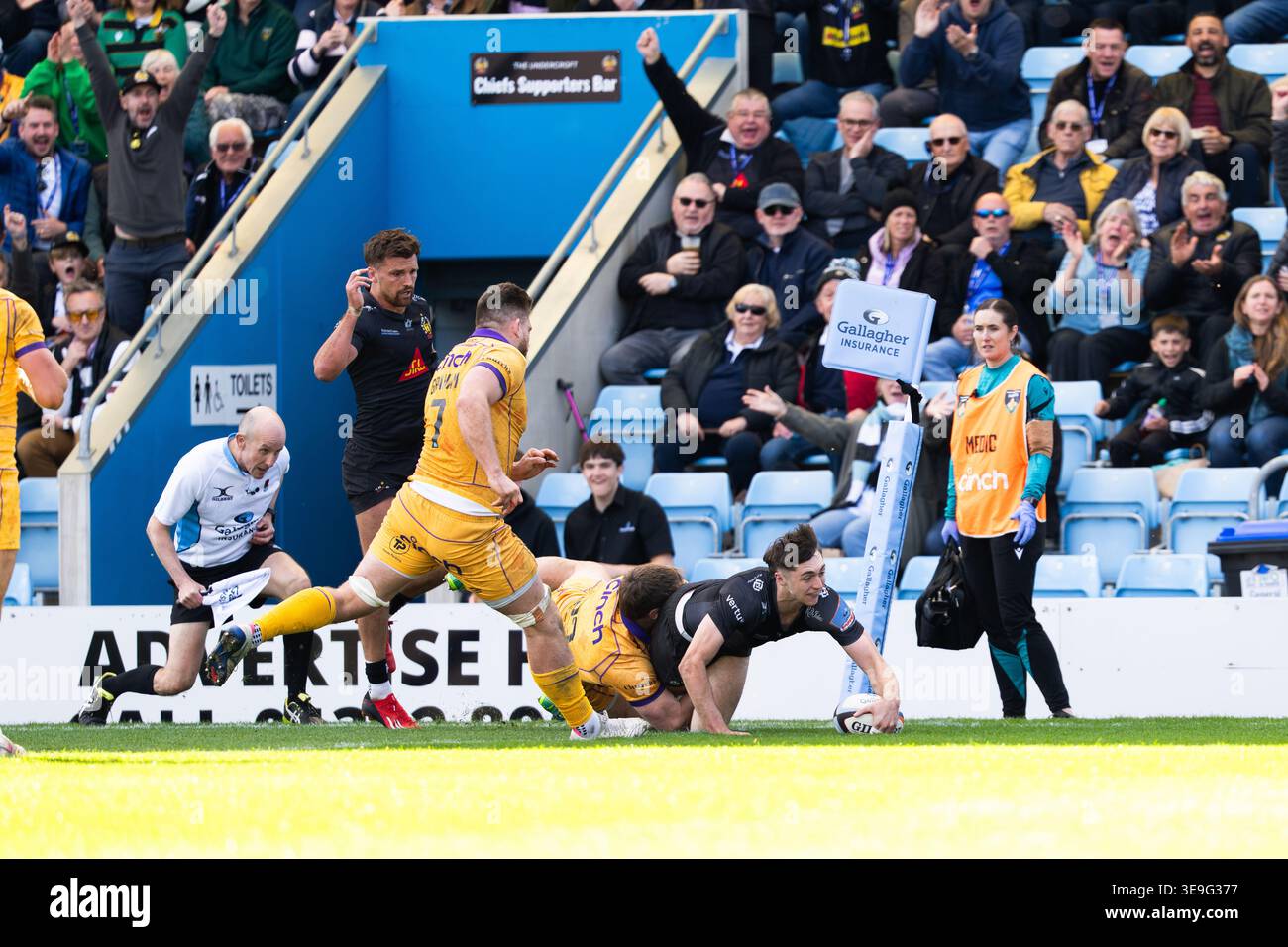 Exeter, England, UK, 18 April 2026. Campbell Ridl of Exeter Chiefs ...