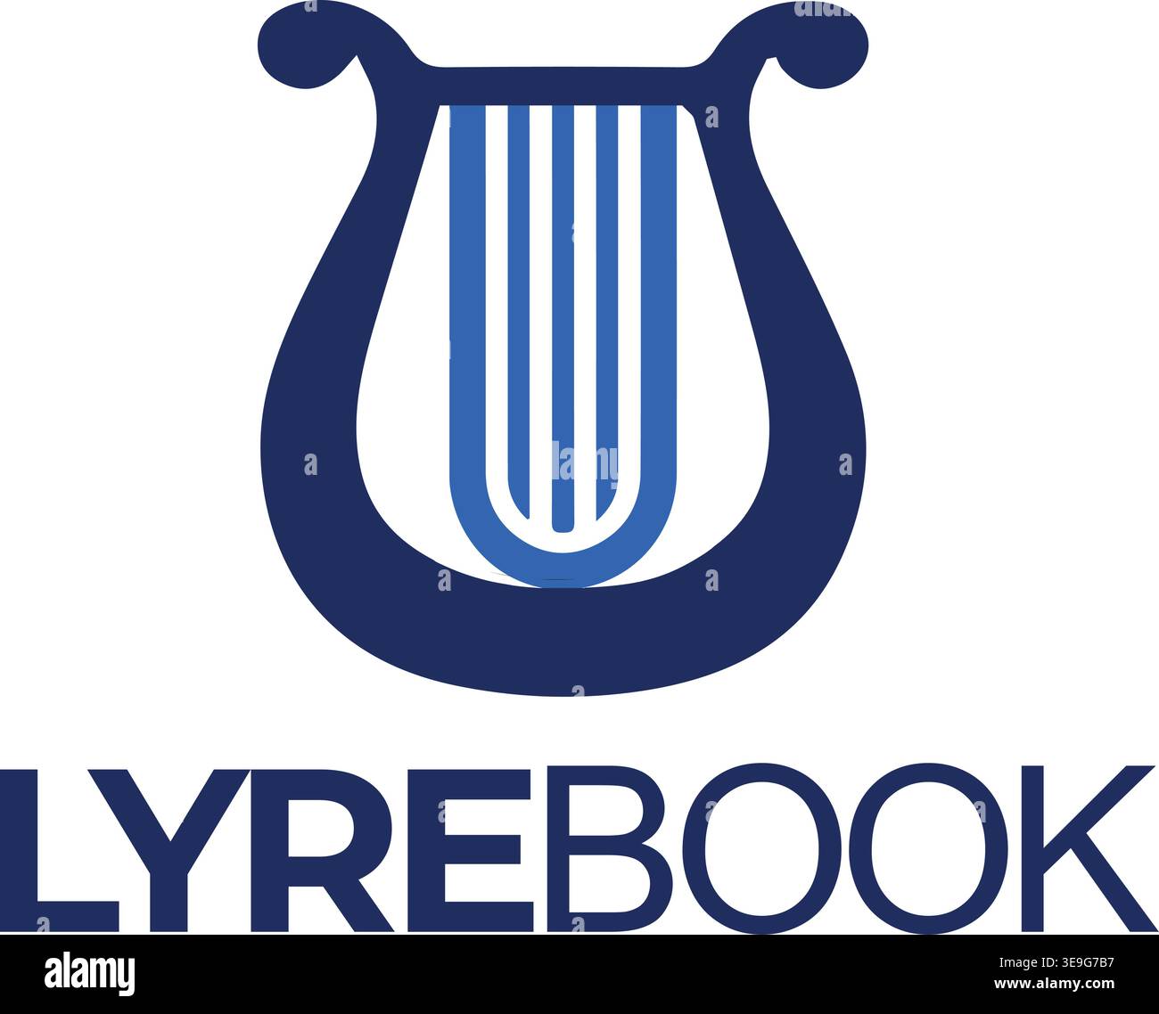 Elegant lyre logo with a book Stock Vector