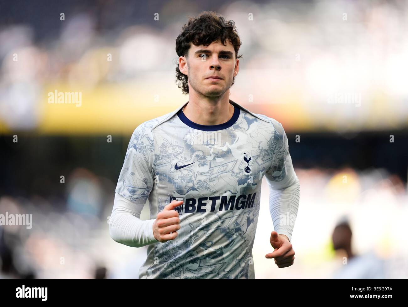Tottenham Hotspur's Archie Gray warming up before the Premier League ...