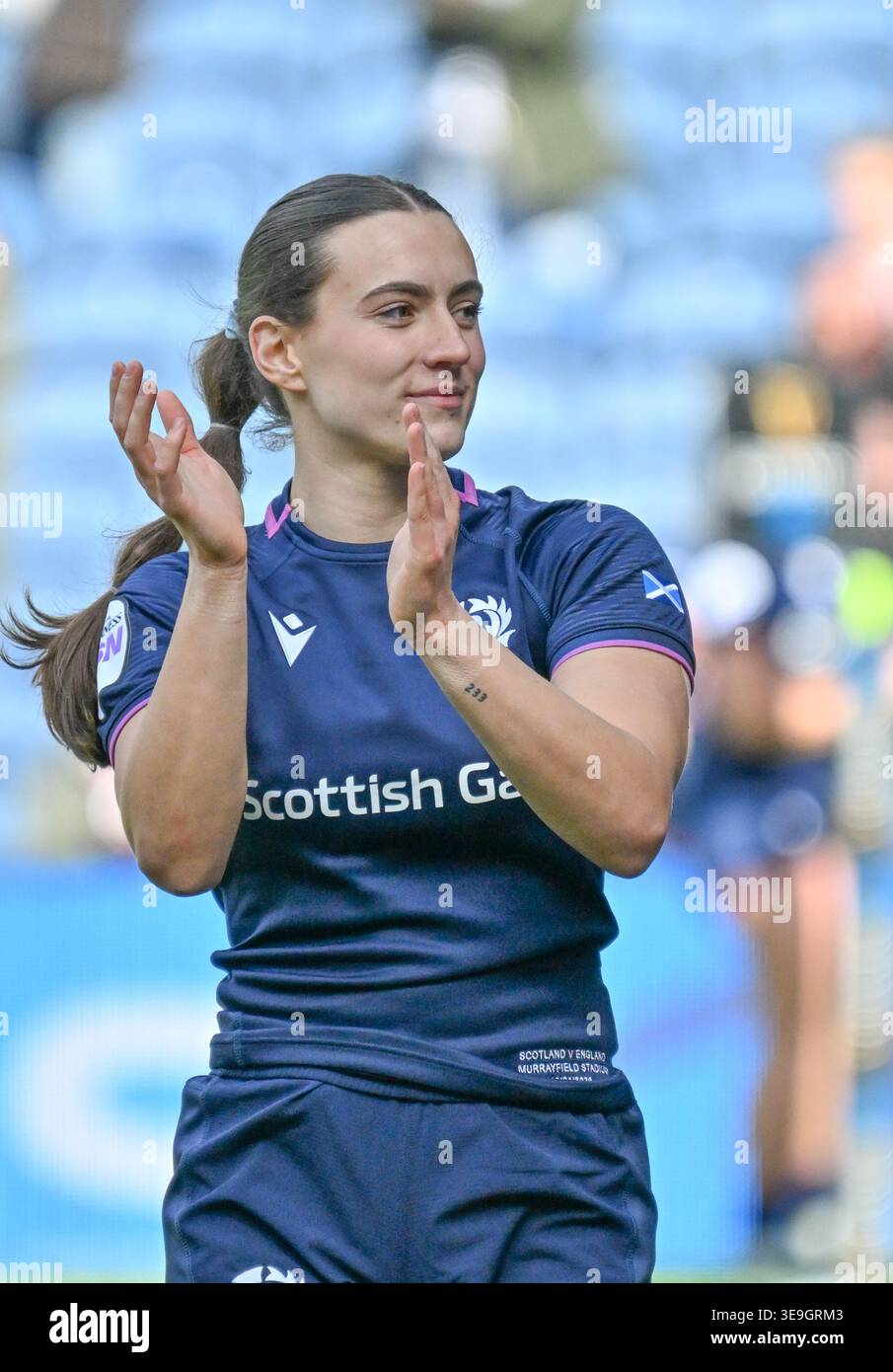 Francesca McGhie applauds Scotland Fans. 18th April 2026 Stock Photo ...