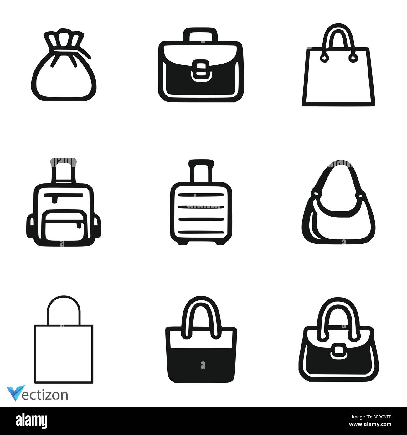 Bags Designs Icon Set. Vector Fashion Stock Vector