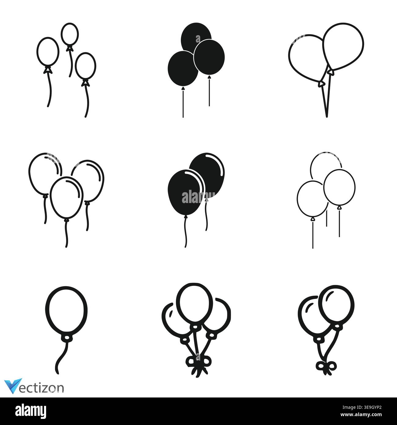 Balloon icon set illustration, Party balloon Stock Vector