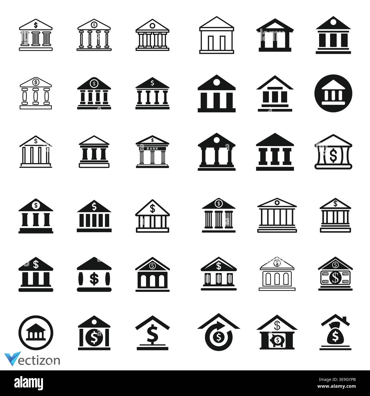 Bank icon set, vector business symbol Stock Vector
