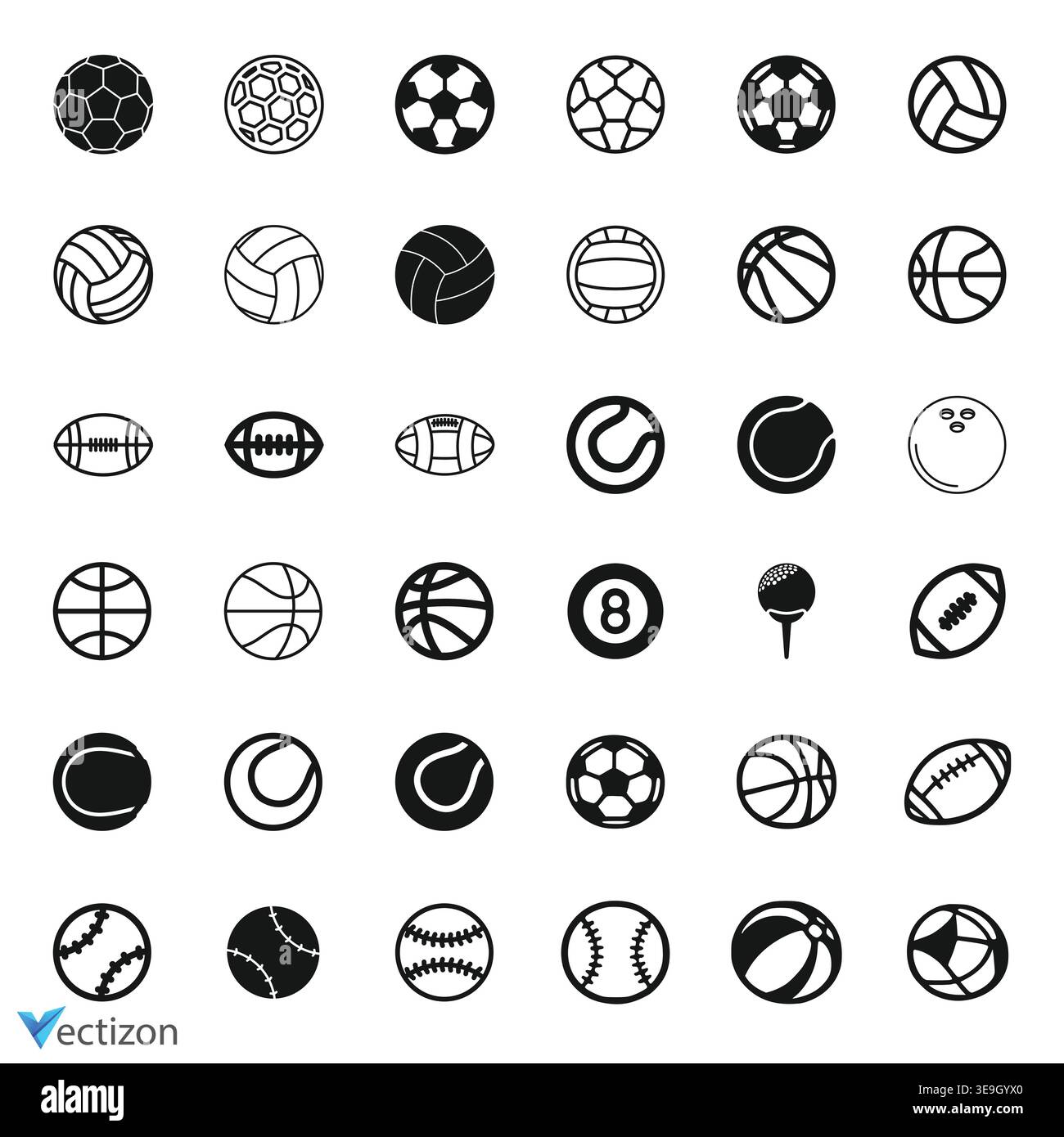 Sport balls icons set, vector illustration Stock Vector