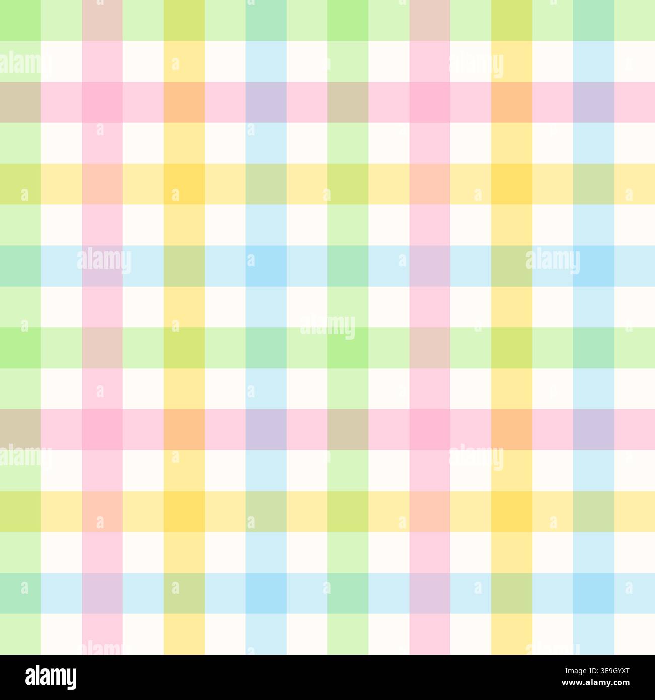 Seamless colorful gingham pattern. Pastel multi colored checkered plaid background  Stock Vector