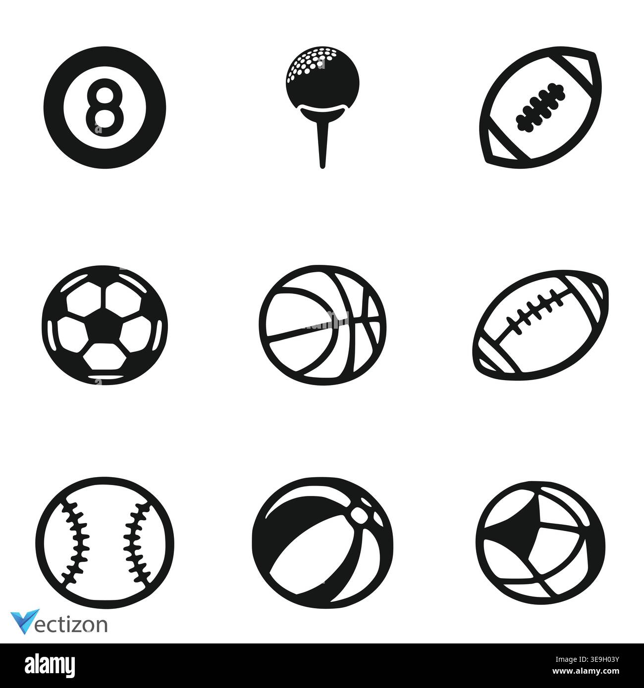 Sport balls icons set, vector illustration Stock Vector