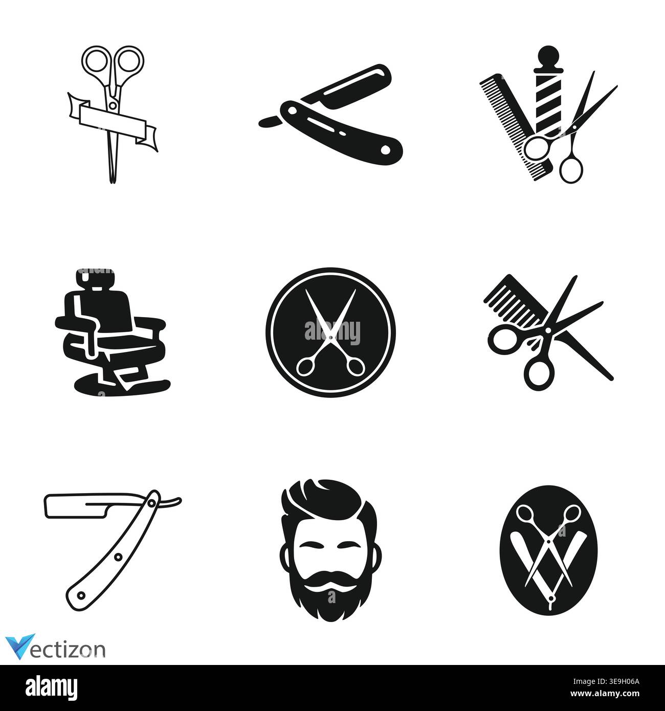 Barber shop icons vector illustration Stock Vector