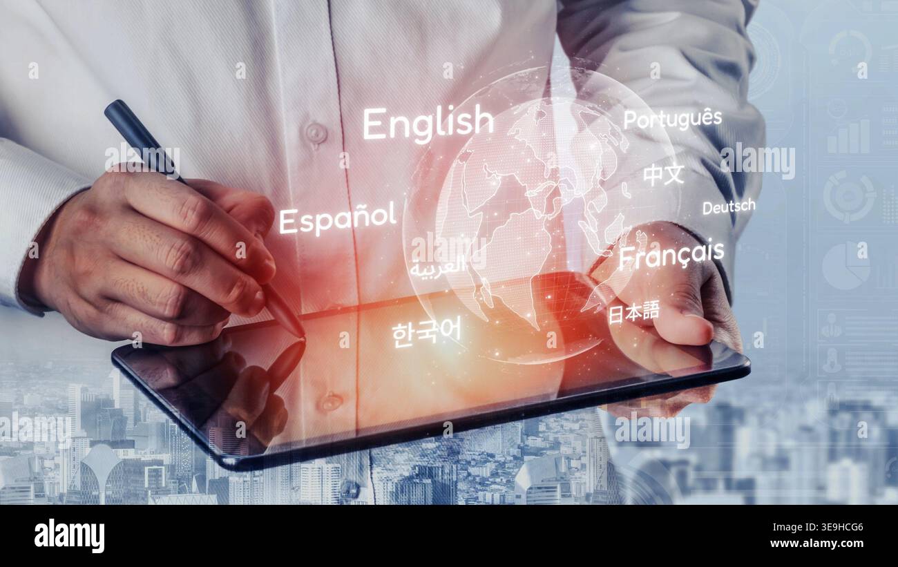 Global communication with multiple languages, digital translation tools ...