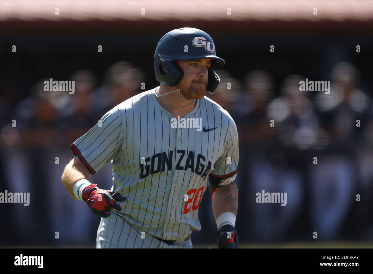 Haley Rounds Gonzaga batter Maddox Haley (20) rounds the bases after hitting a solo ...