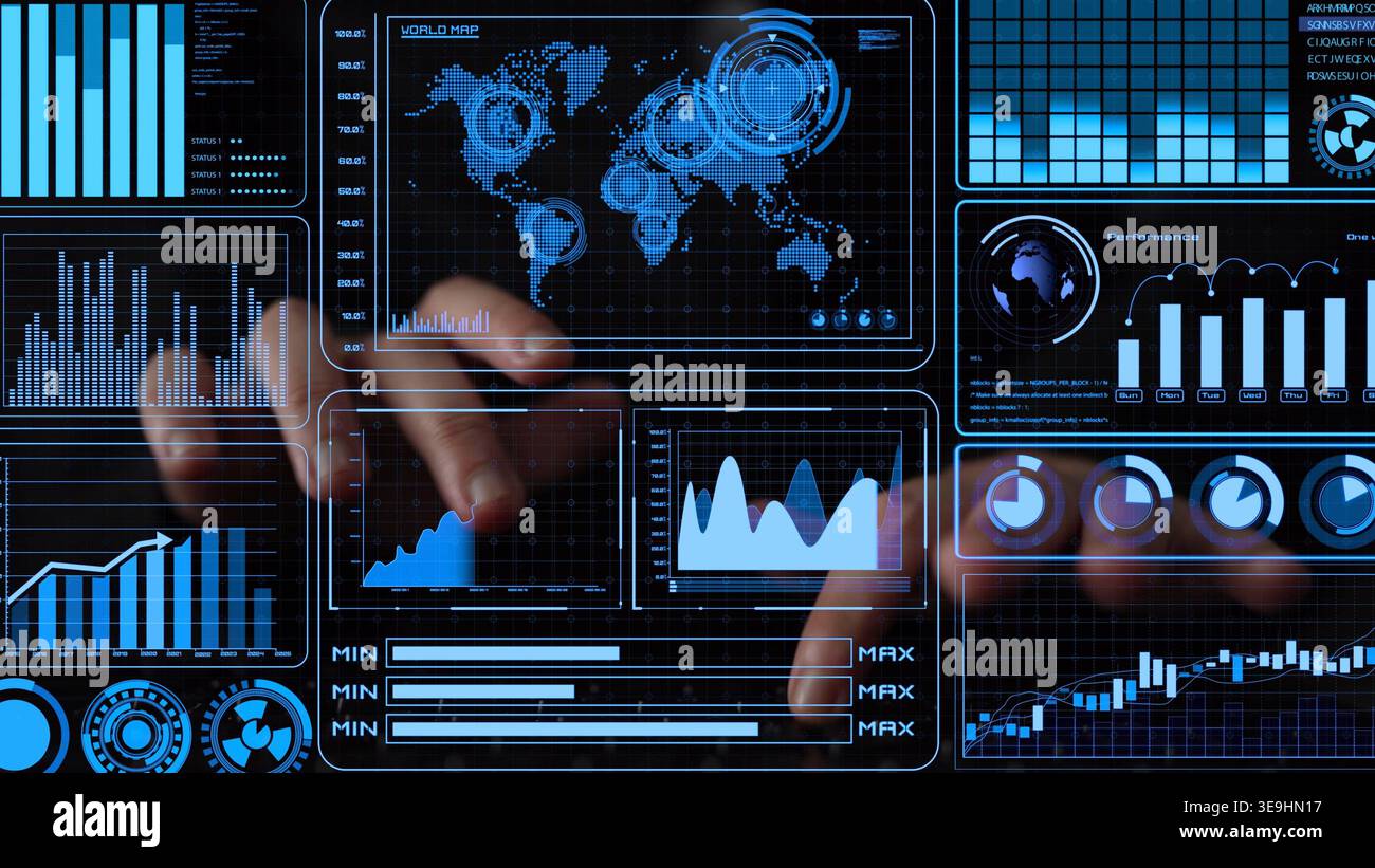 Data analytics and big data strategy for real-time analytics, predictive data modeling, business intelligence analytics, and data-driven decision Stock Photo