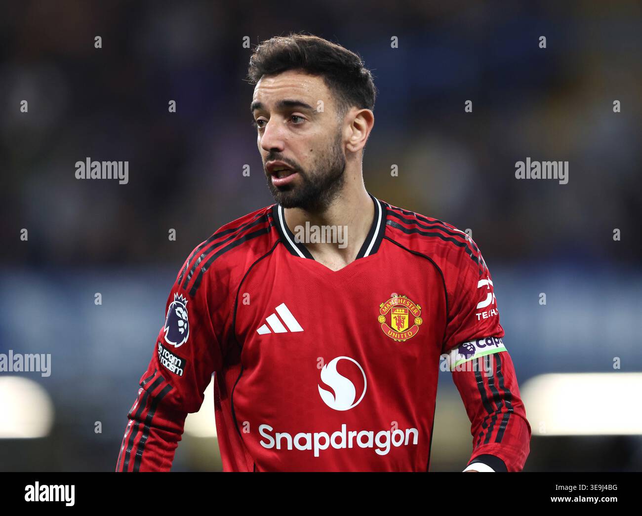 Bruno Fernandes #18 of Manchester United controls the ball Stock