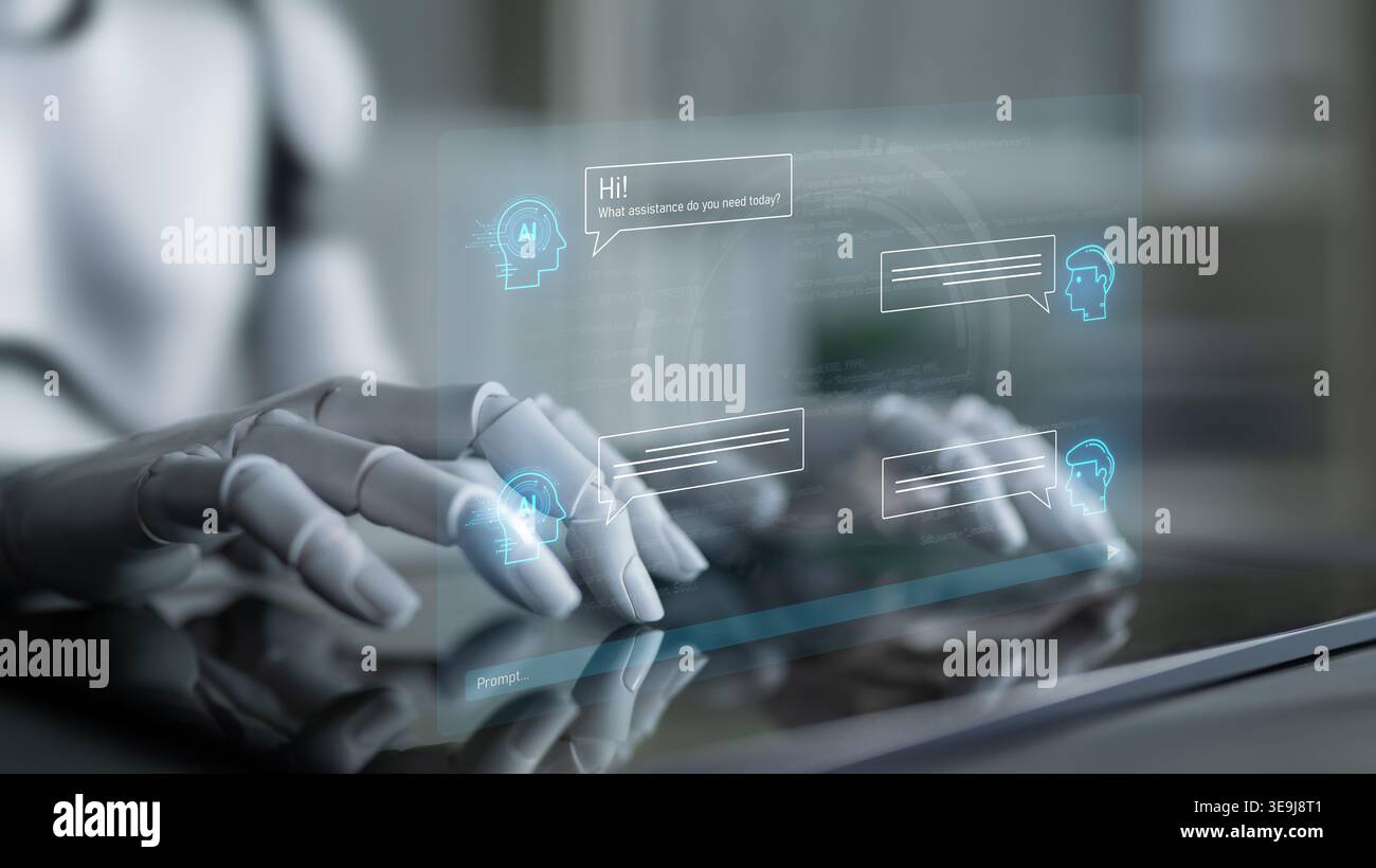 AI enhances chatbot interface by streamlining chatbot, communication, and AI support into one intelligent conversational platform Latch Stock Photo