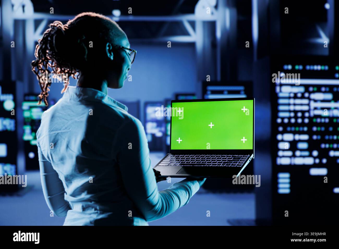 Computer Operator From Screen Computer operator builds firewall systems using green screen device in ...