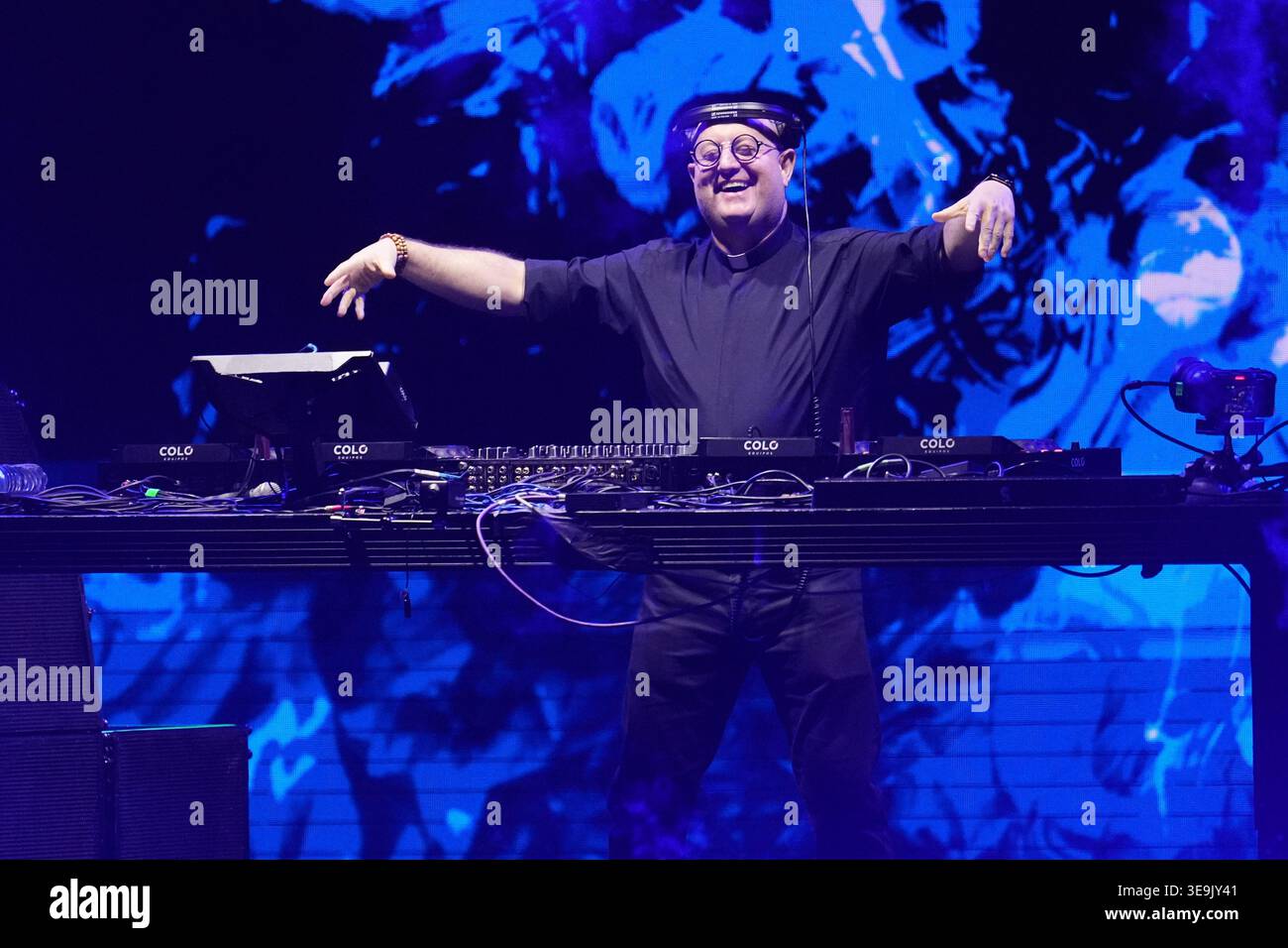 Portuguese Catholic priest, Padre Guilherme performs an open-air DJ set ...
