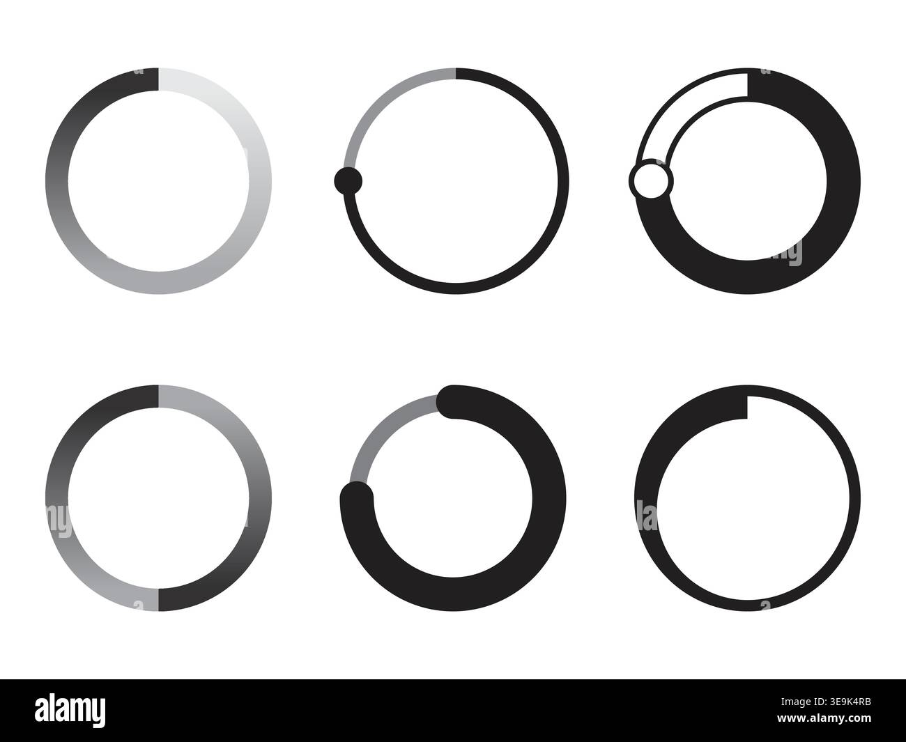 Minimal Circular Loader Progress Icons Set for UI UX Design Stock Vector