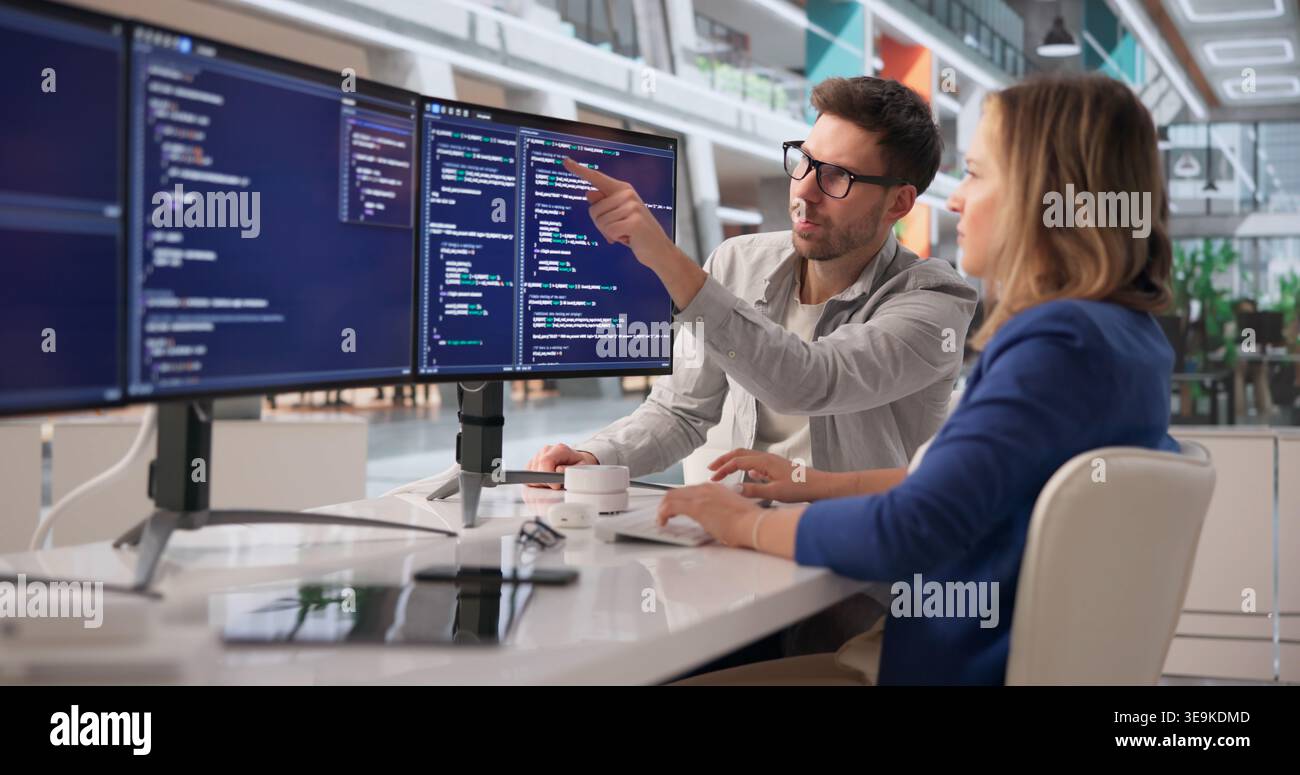 Tech Professional Programming On Computer To Innovate Advanced Solutions Stock Photo