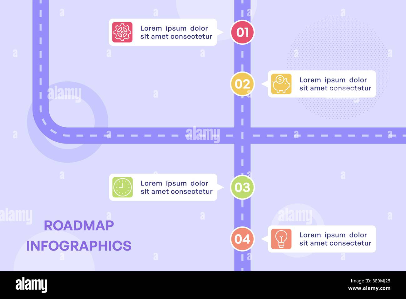Crossroad Infographic with Vertical Milestone Path Vector Illustration Stock Vector