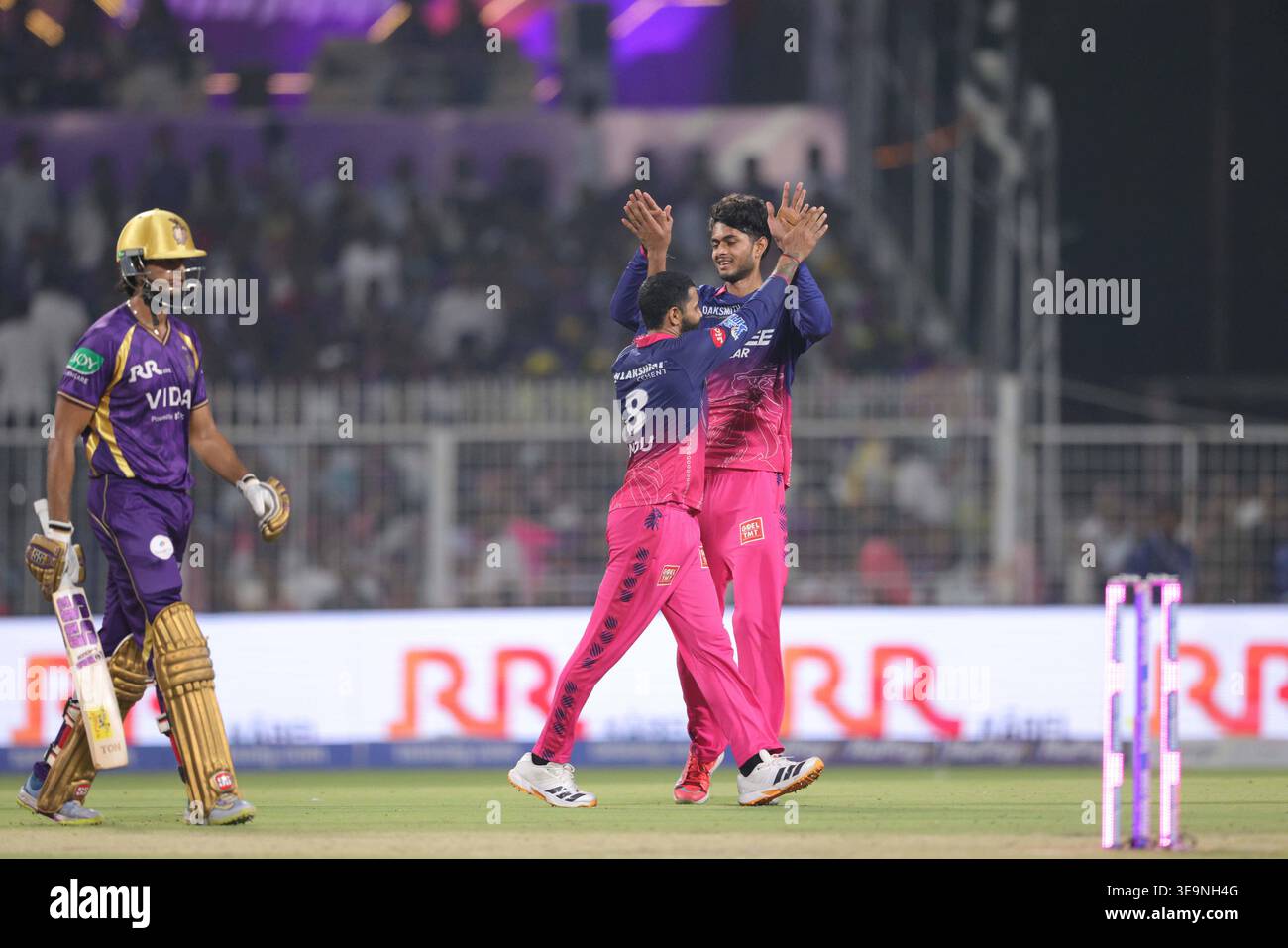 Ravindra Jadeja of Rajasthan Royals celebrating the wicket of Angrish ...