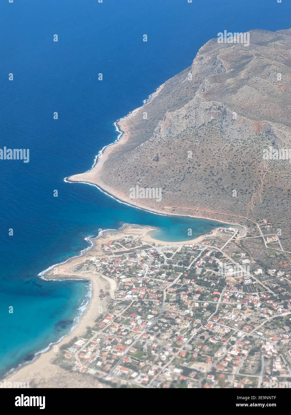 Aerial image of Crete norther coast near Chania - Smartphone Captured Stock Image