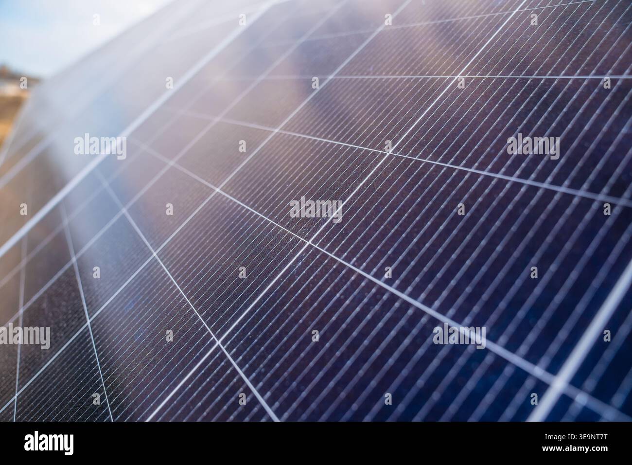 Angled PV panel texture with dense silicon cell pattern, diagonal ...