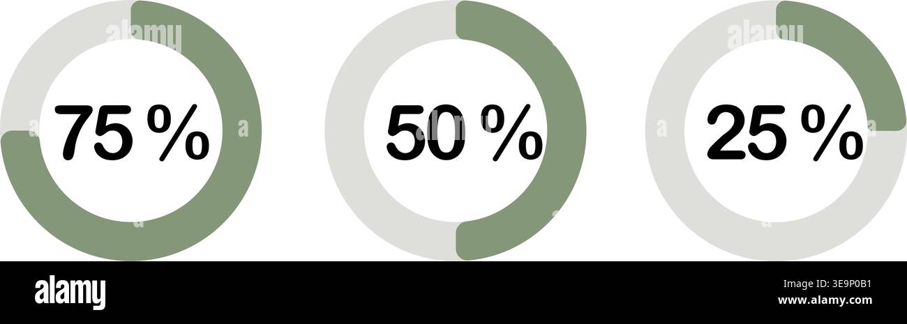 Progress bar icons set. Loading percentage indicators collection Stock Vector