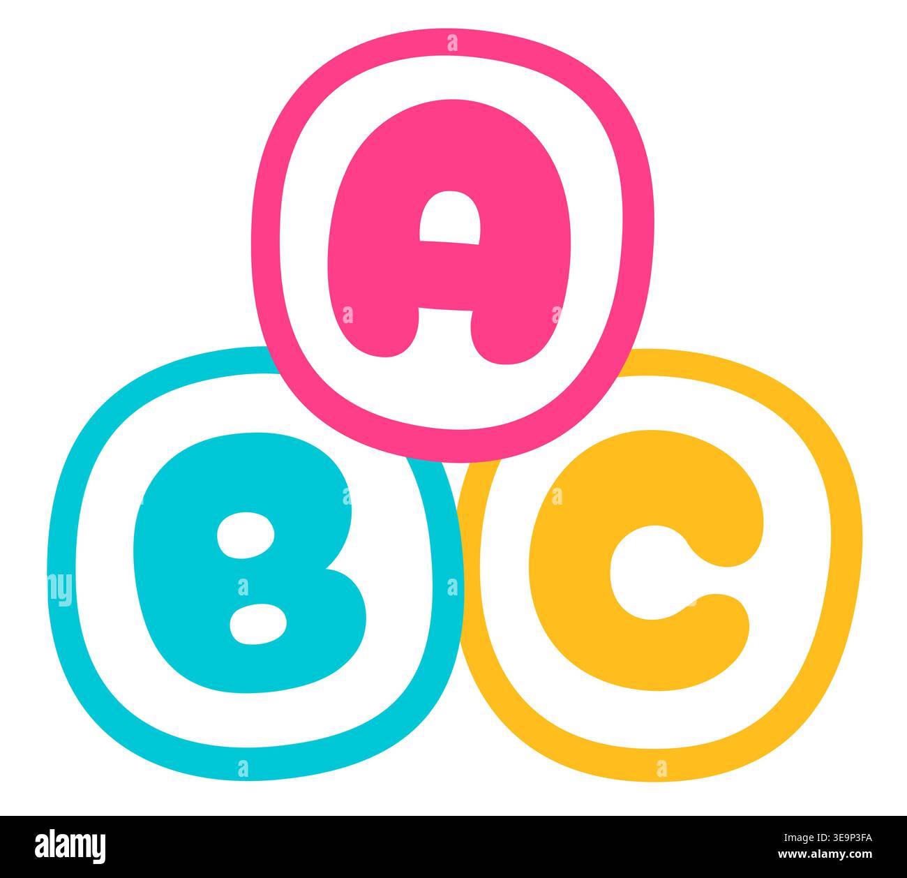 Cute cartoon ABC letter block icon, bright flat vector illustration ...