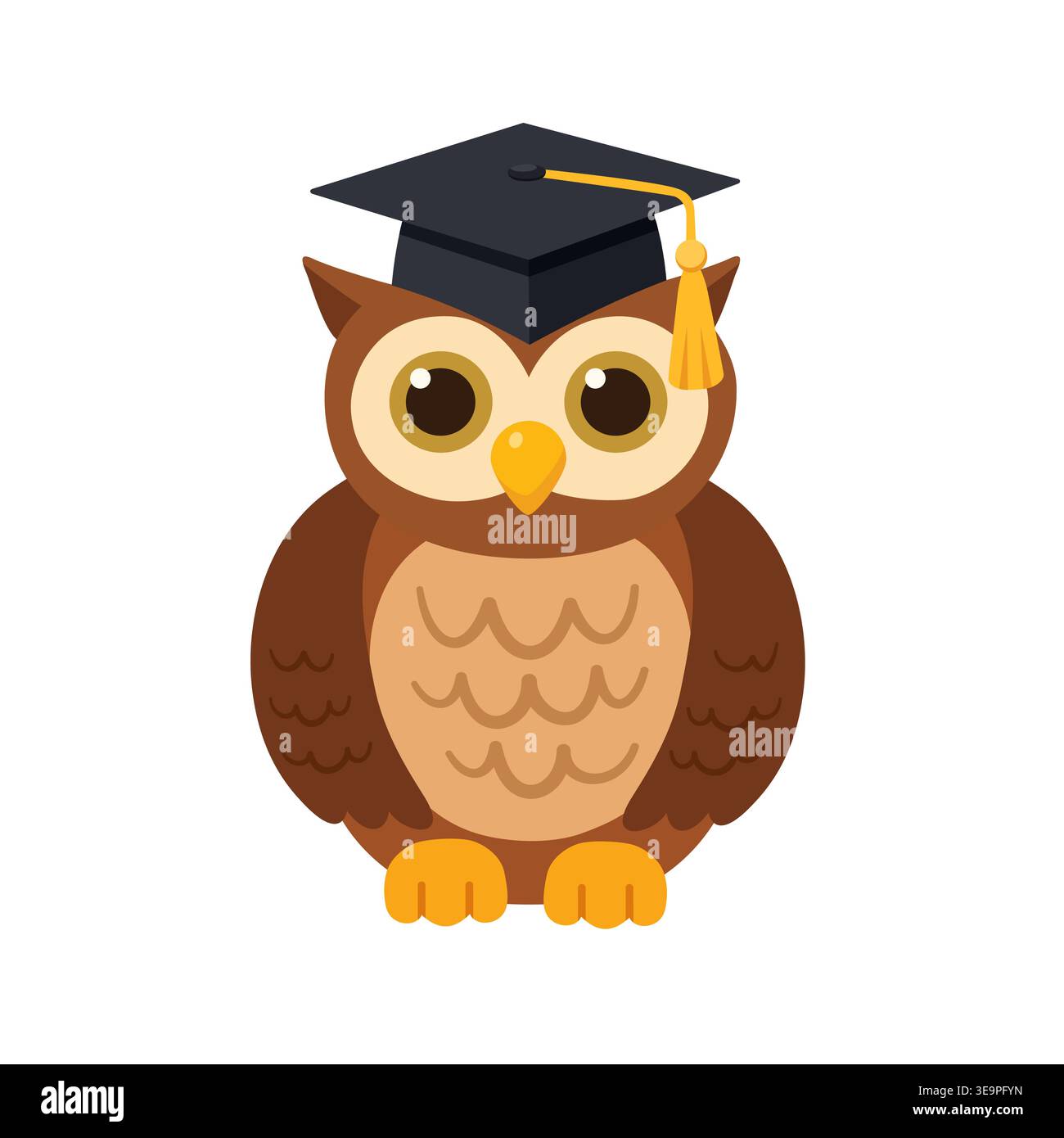 Wise owl in graduation cap, educational symbol Stock Vector