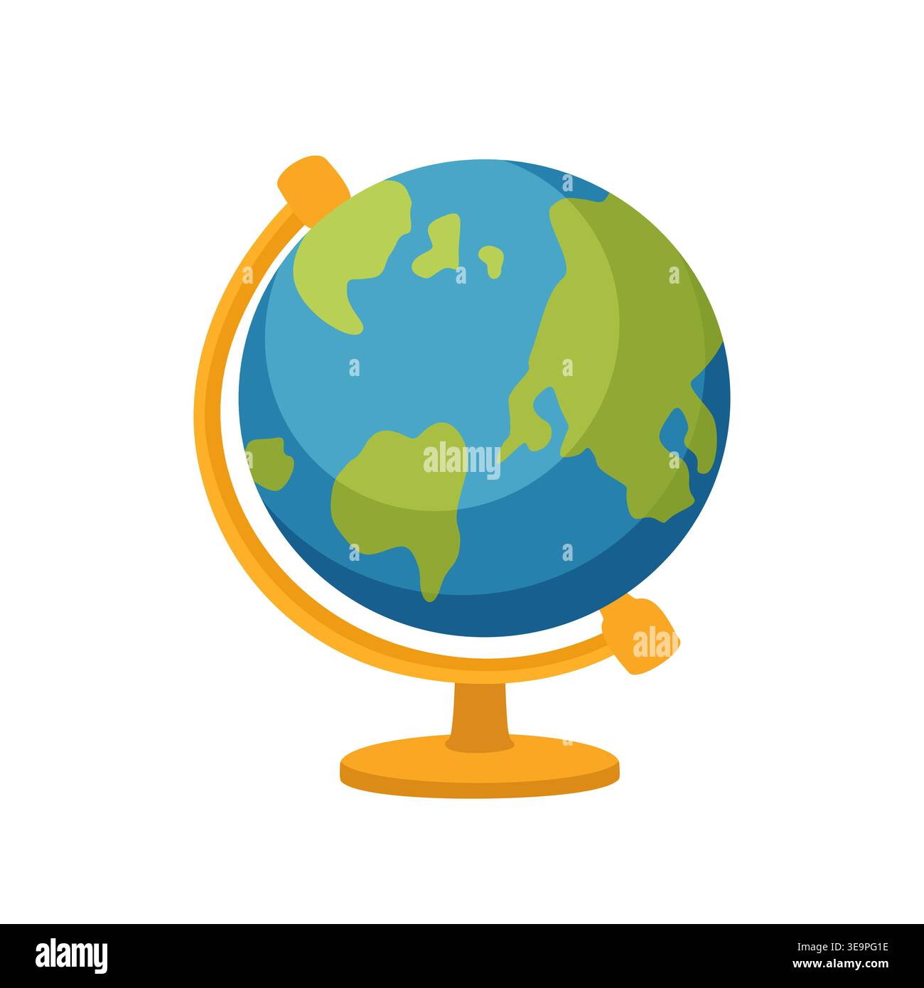 Earth globe on gold stand, world map, geography concept Stock Vector