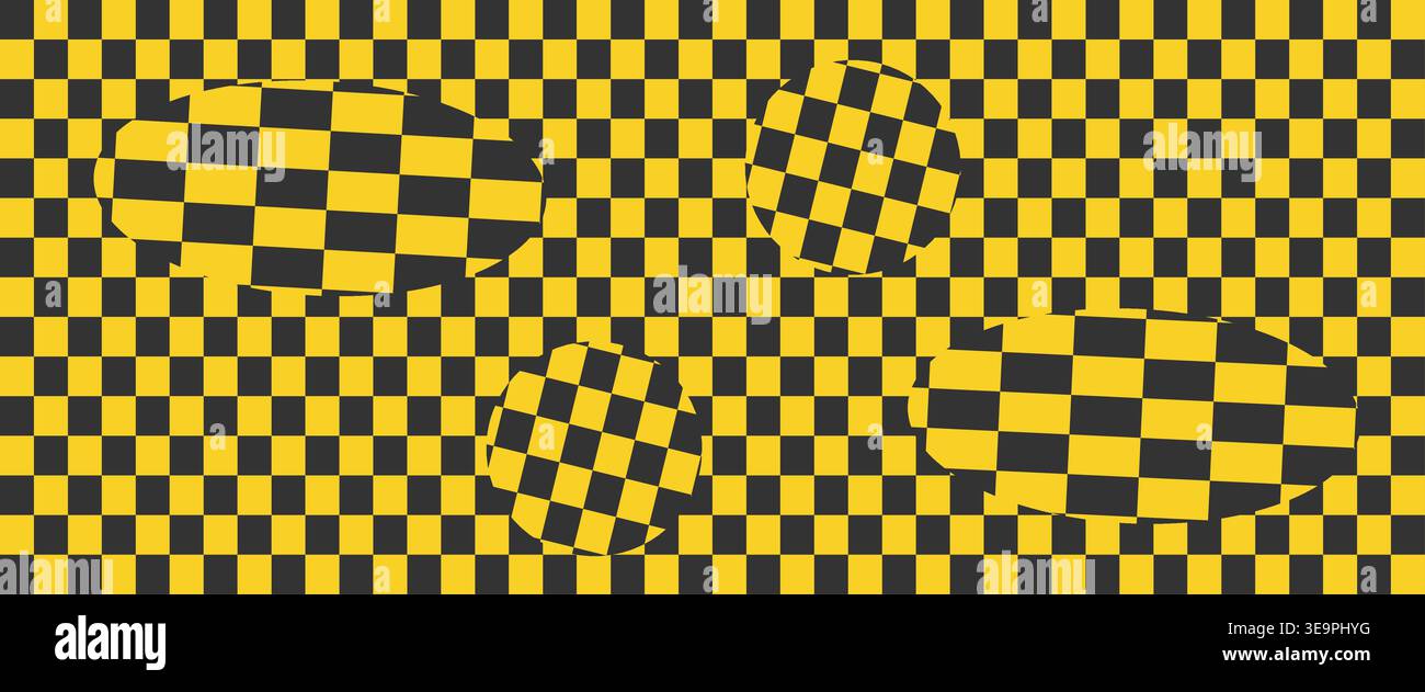 Optical illusion background with yellow and black checkered pattern ...