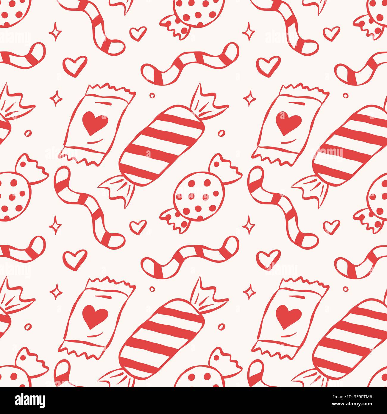 Red seamless pattern with candies Stock Vector