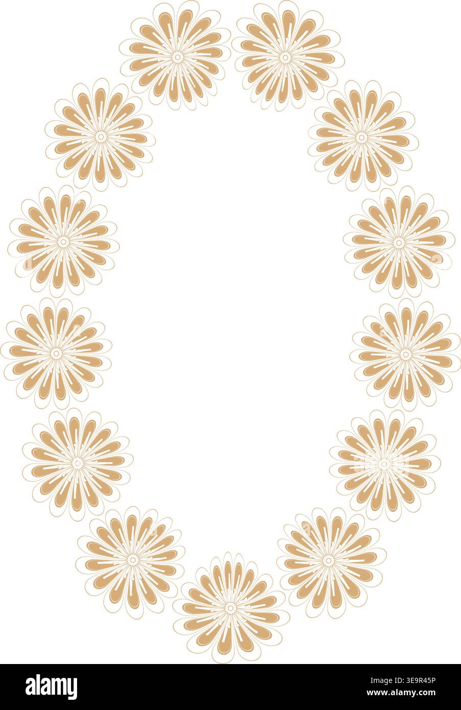 Wreath frame with flower elements. Trendy graphic template. Cute empty frame box Stock Vector