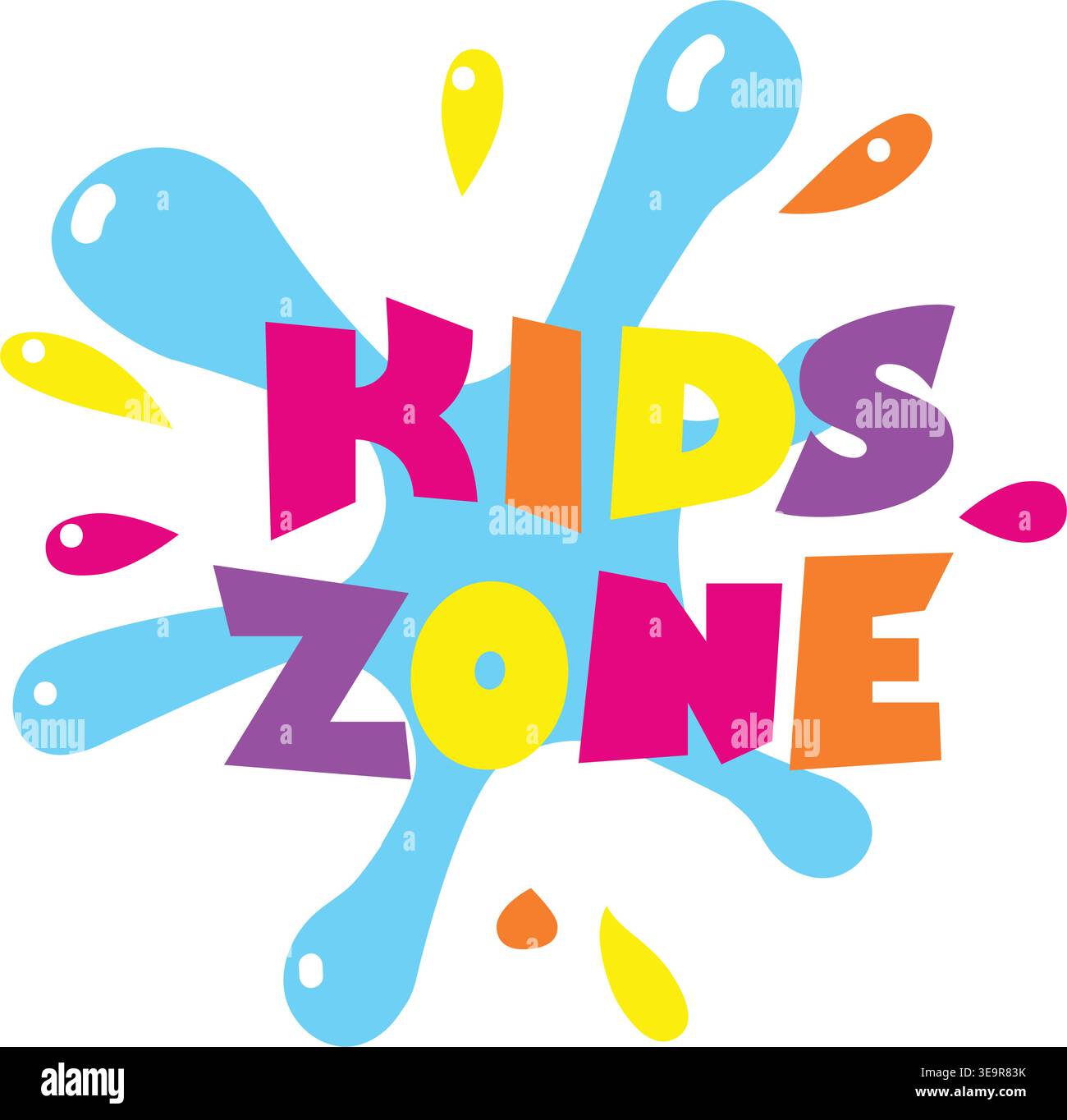 Kids zone badge vector with splash design icon Stock Vector