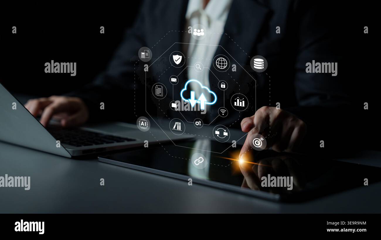 Cloud storage improves digital file management, enhances data access, and supports secure collaboration Parse Stock Photo