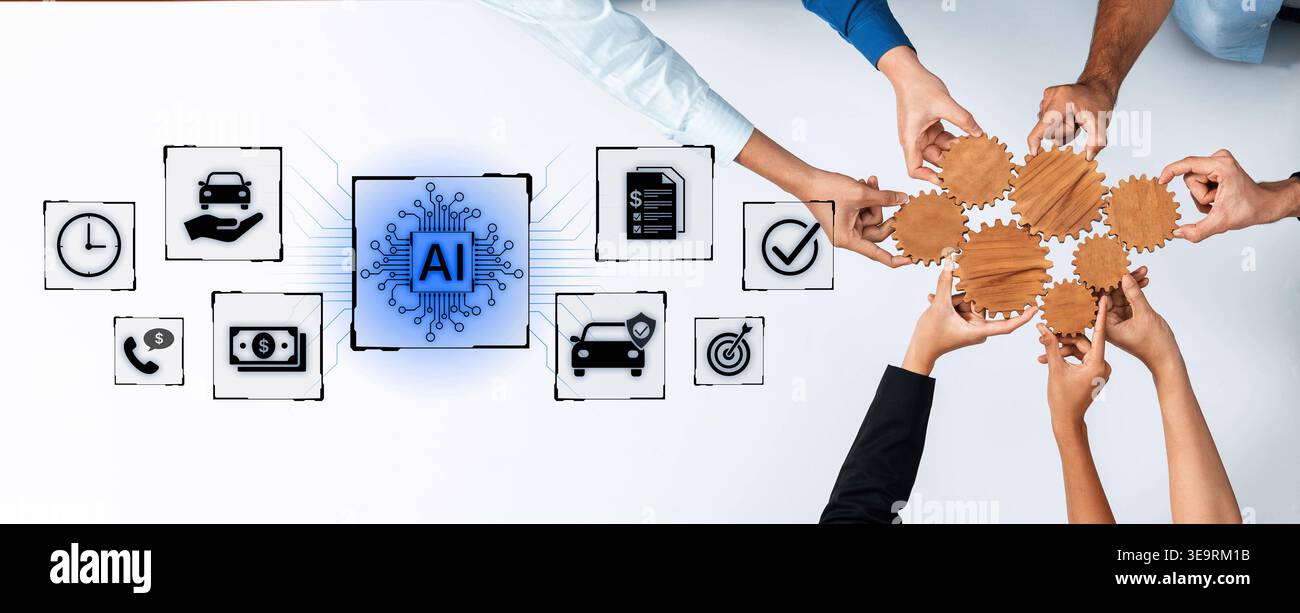 Artificial intelligence automates customer services across finance, insurance and mobility with faster processing and decision support. Corpus Stock Photo