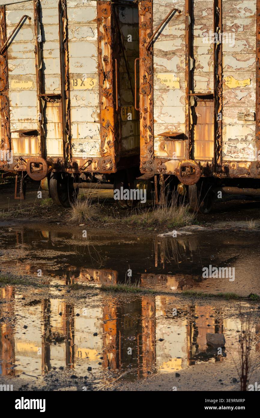 Old, abandoned and rusted equipment on Orkney mainland including WW2 submarine netting Stock Photo
