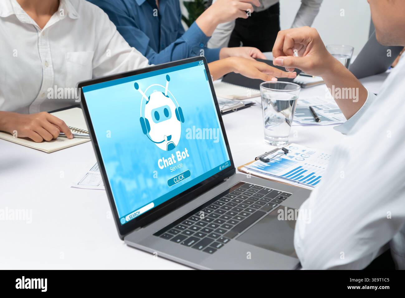 Chatbot software application for brisk online business that automatically reply to customer questions Stock Photo