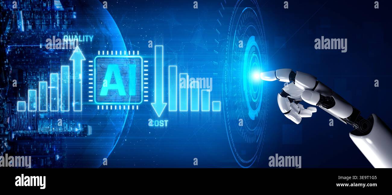 Futuristic interface displaying artificial intelligence metrics ...