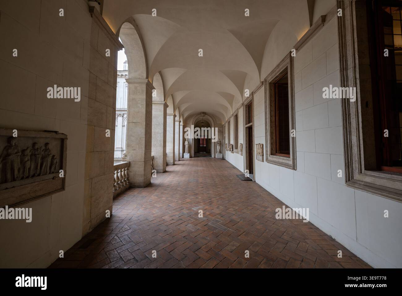 Rome Italy Aug 29 2025 Interior Arcade Corridor With Vaulted rome-italy-aug-29-2025-interior-arcade-corridor-with-vaulted