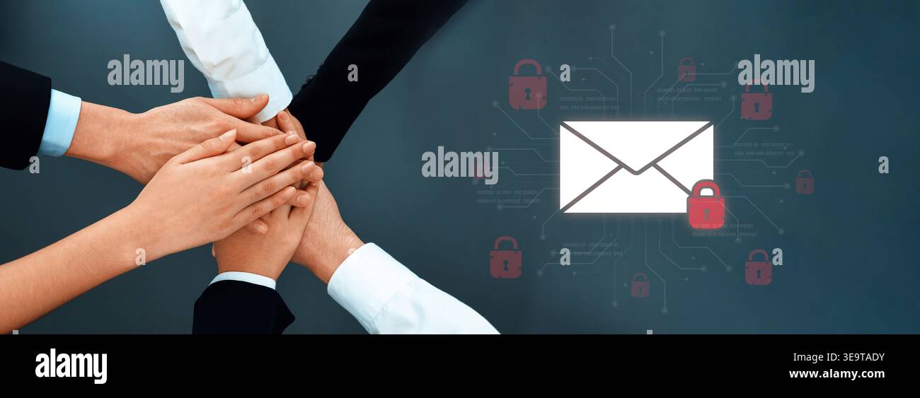 Concept of email security and cybersecurity for confidential communication. Message encryption ensures data privacy and protection from unauthorized Stock Photo