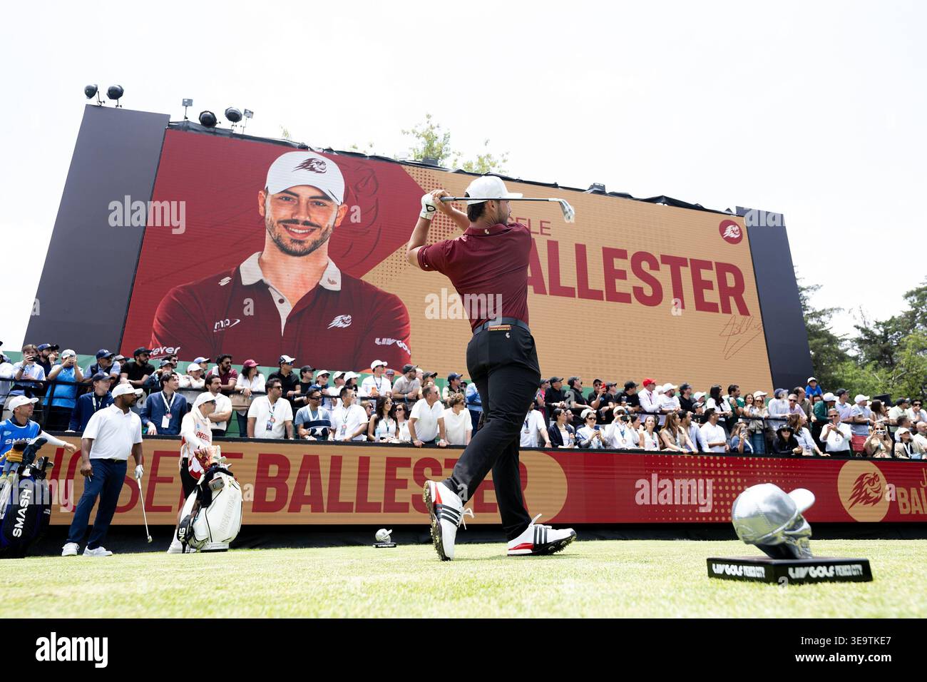 Josele Ballester, of Fireballs GC, hits from the first tee during the ...