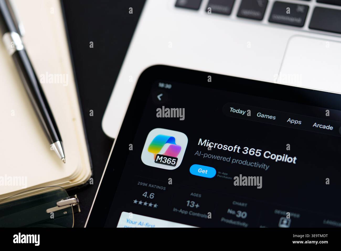 Microsoft 365 Copilot iPad App Store screen showing Apple Liquid Glass ...