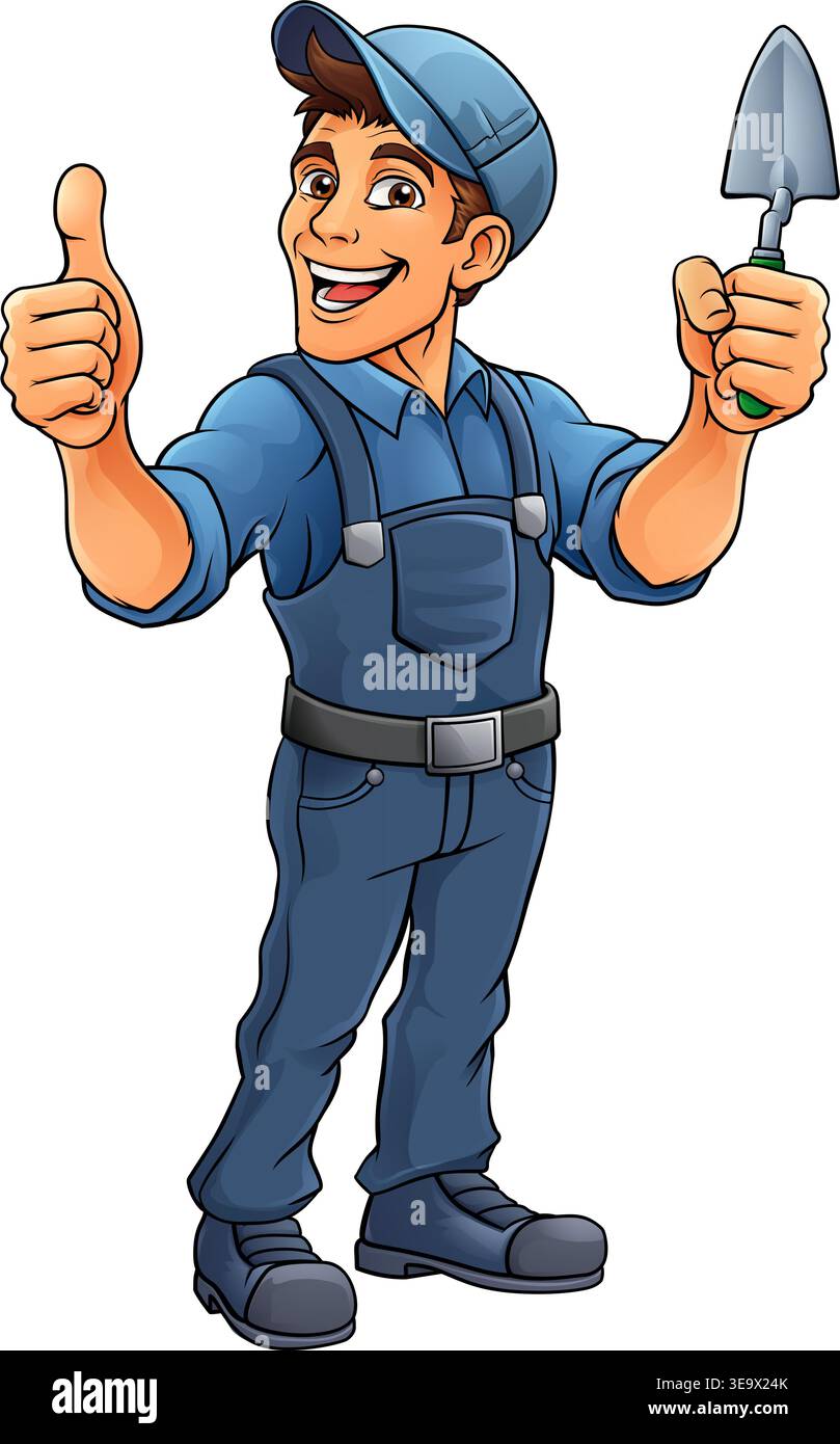 Bricklayer Mascot Tool Mason Construction Mascot Stock Vector